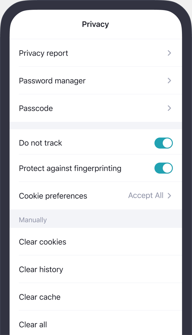 Aloha privacy settings screen