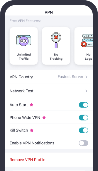 Aloha VPN settings screen