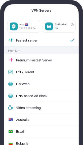 Aloha VPN server list screen
