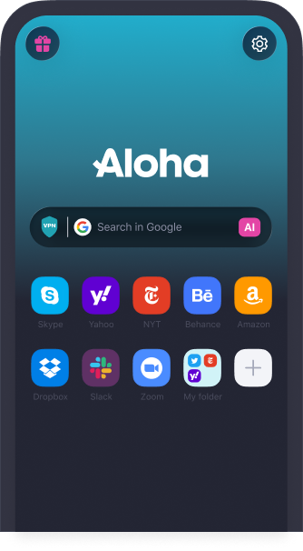 Aloha home screen with VPN enabled